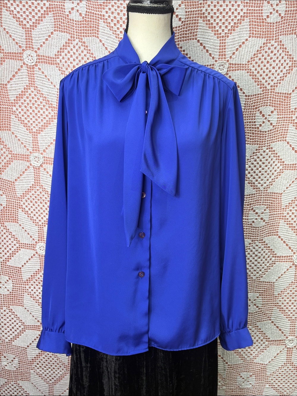Vintage D’Allaird’s Cobalt Blue  Bow Blouse